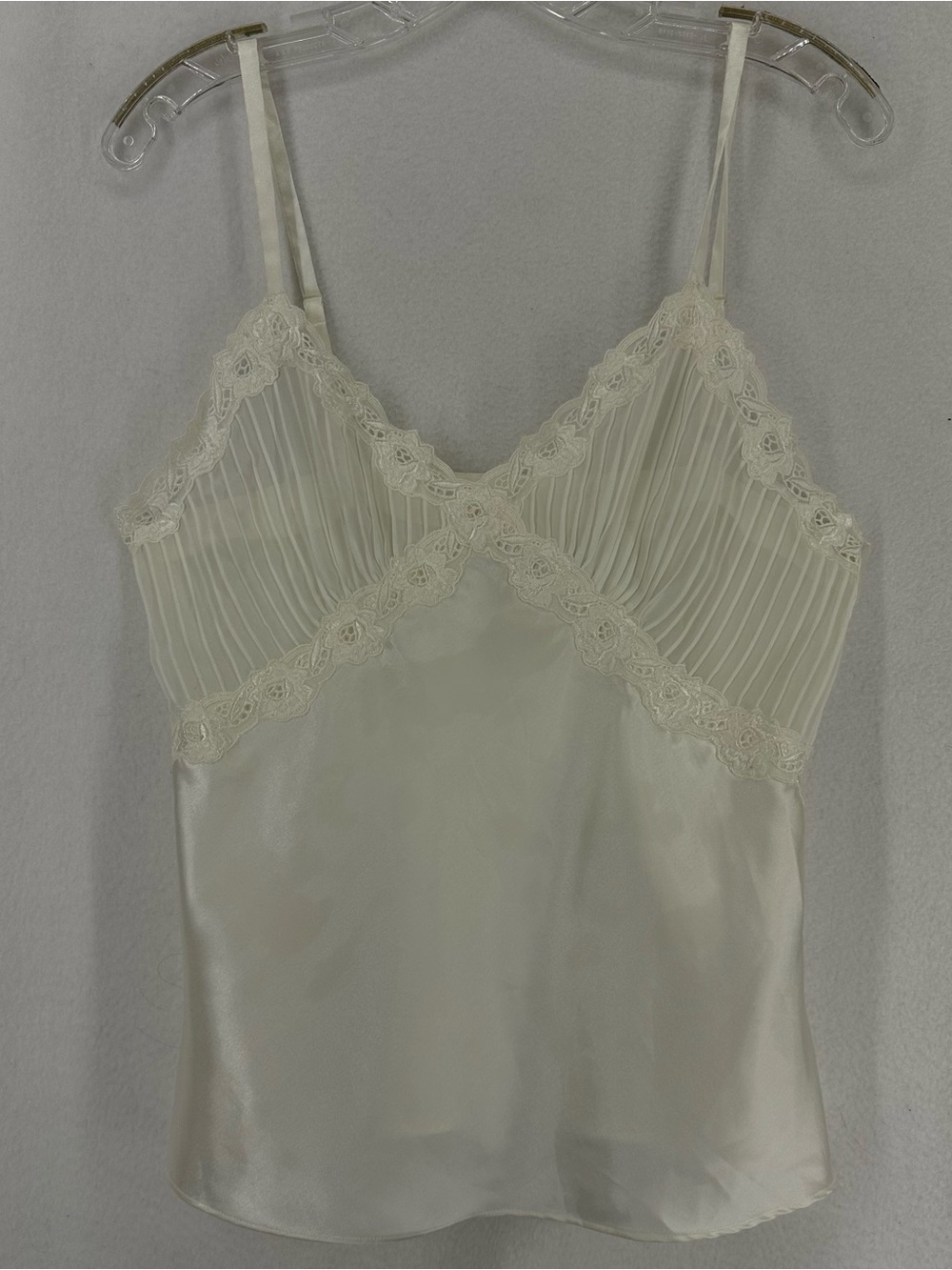 Intimo Amore Satin Lace Trim Cami Tank Top Women’s Medium Ivory White Vintage